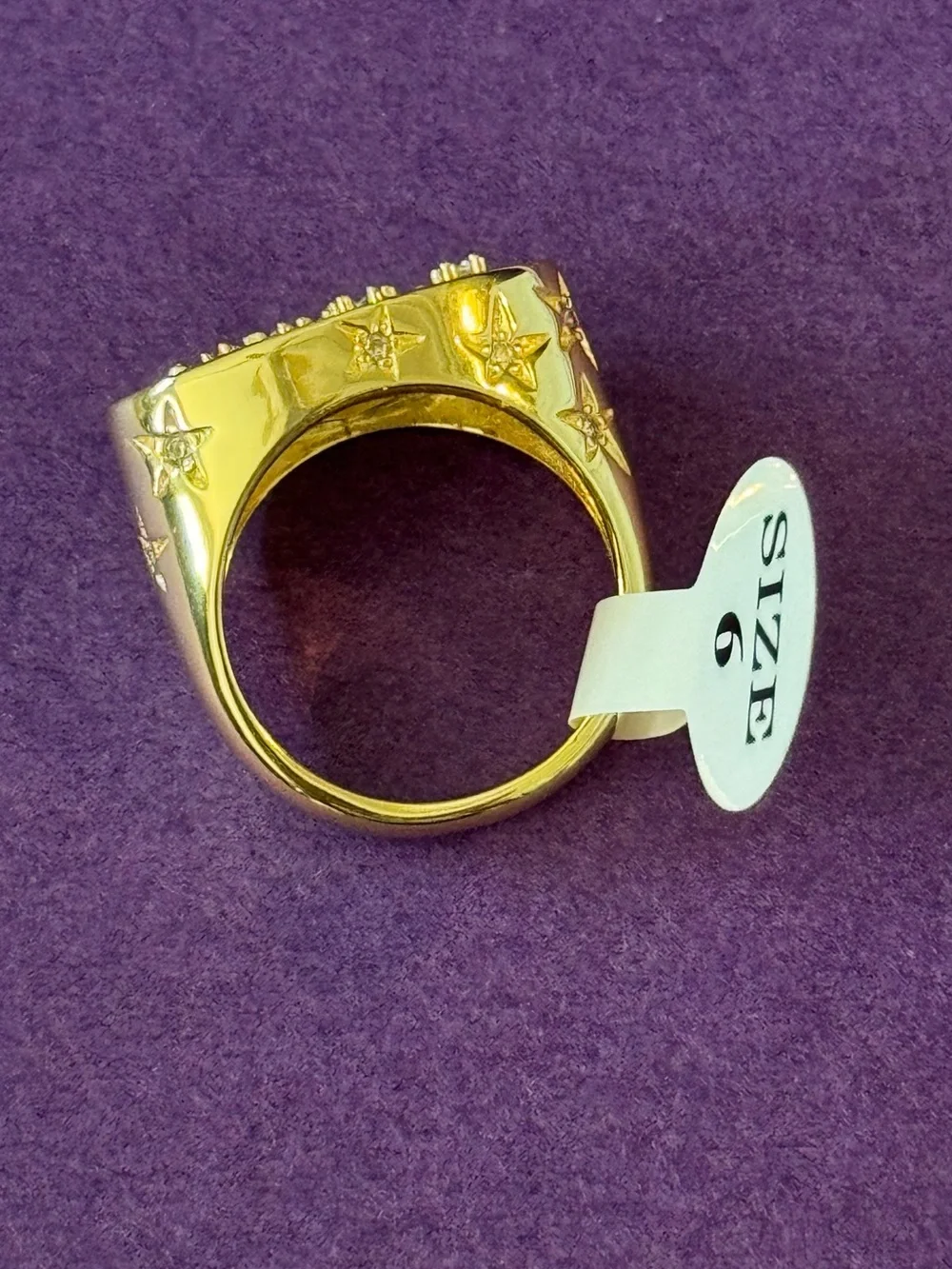 Melinda Maria Gold Zodiac Taurus Ring with Mother-of-Pearl and Crystal